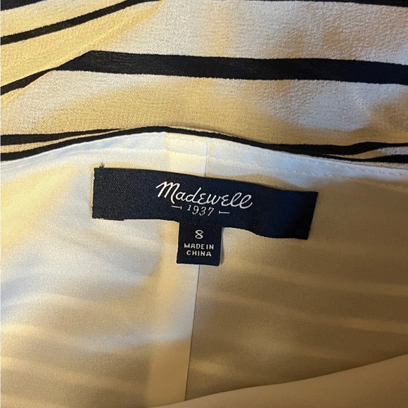 Silk Madewell Striped Tie-Waist Dress in Black and White Size 8 - Picture 6 of 7